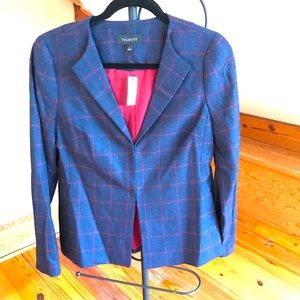 Talbots Navy Plaid Wool Blazer, NWT, 2